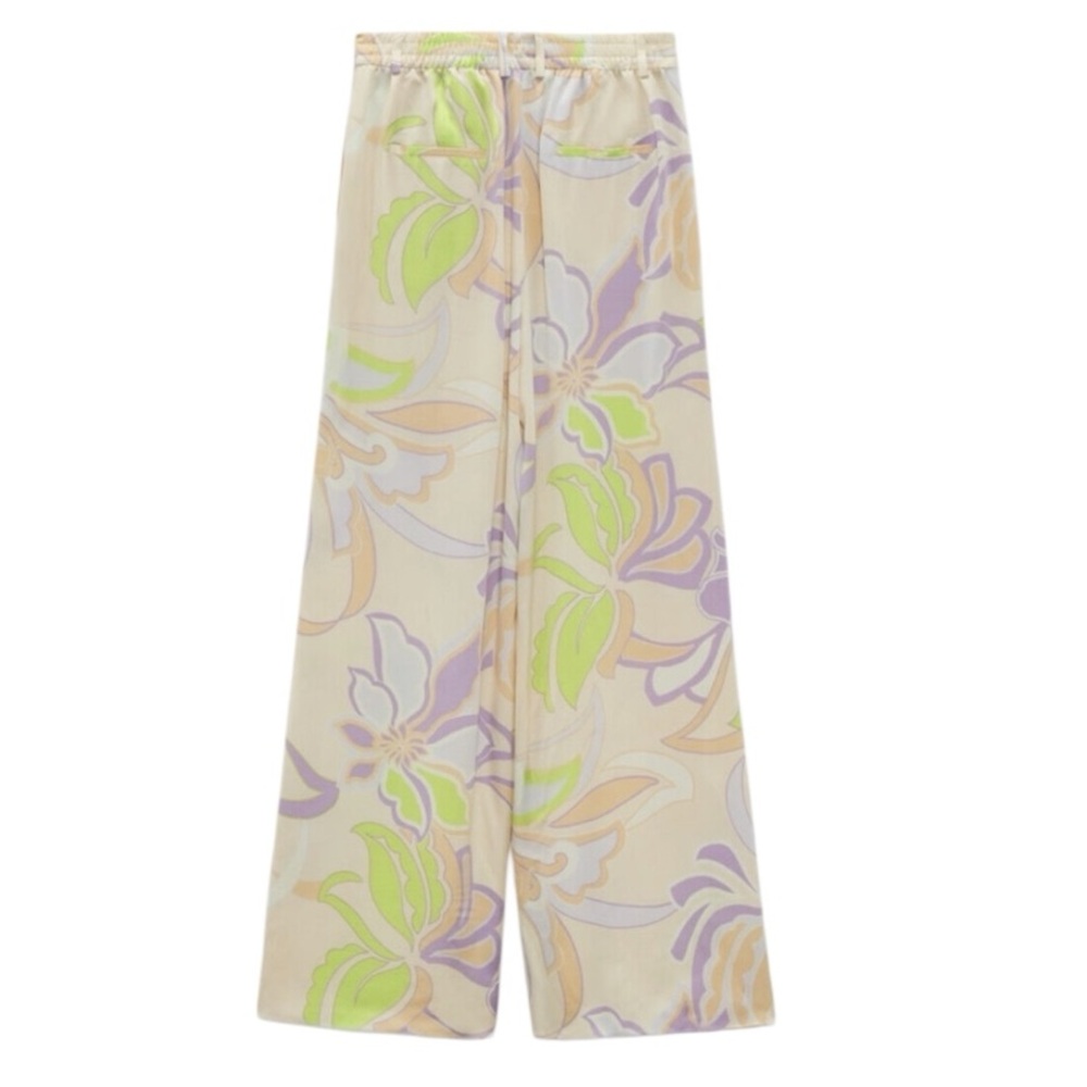 New Zara Blogger Favorite Pastel Wide Leg Flowy Lightweight Palazzo Trouser - Picture 8 of 8
